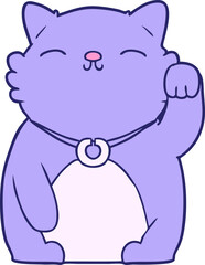 cartoon cat waving in bright neon color