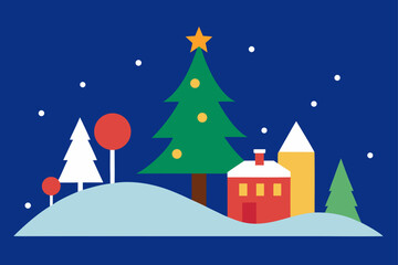 christmas card with christmas tree