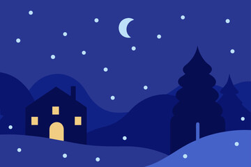 Fototapeta premium winter landscape with houses