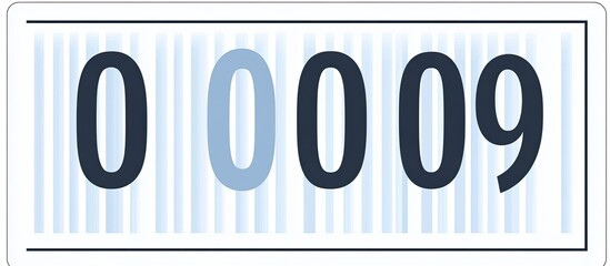 Four-digit number, 0009, displayed in a rectangular format with light blue vertical lines