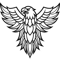 Fototapeta premium Stylized black and white eagle emblem with wings spread wide