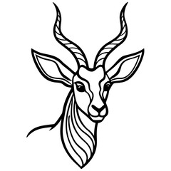 Elegant line art illustration of a gazelle s head with majestic horns