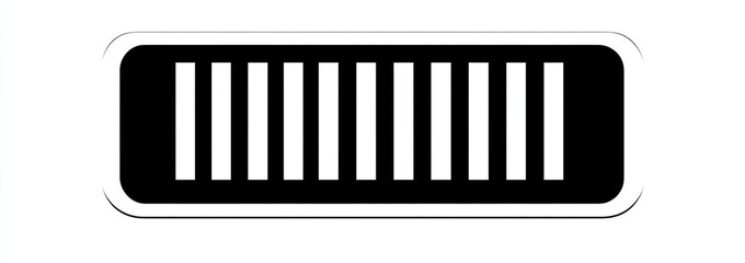 Black and white rectangular graphic with vertical bars