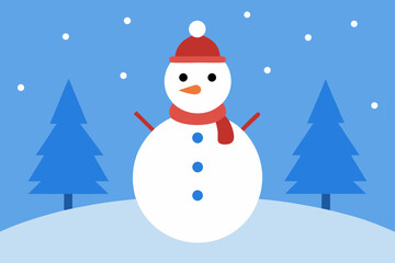 snowman with christmas tree