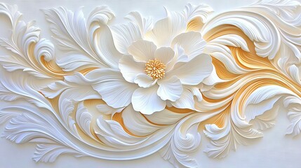   Large white flower with yellow and gold stipples in the center