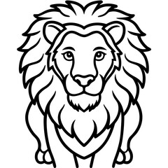 Fototapeta premium Majestic lion head illustration with bold outline and stylized mane