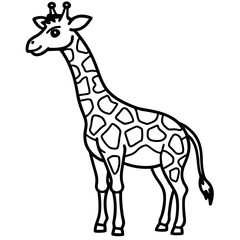 Obraz premium Simple line art illustration of a friendly giraffe standing