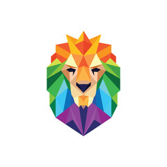 Creative polygonal Lion Head Vector Design Symbol