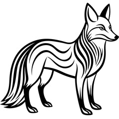 Obraz premium Stylized black and white fox with flowing lines and bushy tail