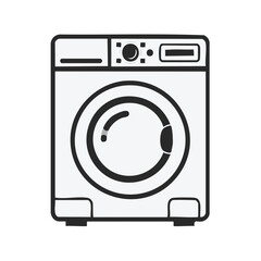 Washing Machine Line Art, Clean Laundry, Appliance Icon, Modern Design, Home Equipment