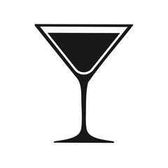 Cocktail glass silhouette, martini drink in minimal vector design.