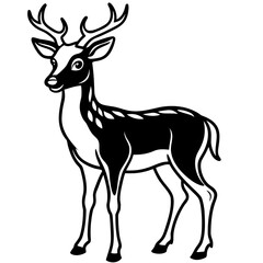 Fototapeta premium Stylized black and white illustration of a fallow deer