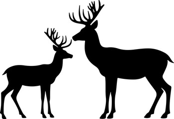 Silhouettes of Two Deer with Antlers" vector 