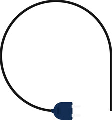 Circular line design of a socket plug connector with a wire attached, featuring a continuous round shape.