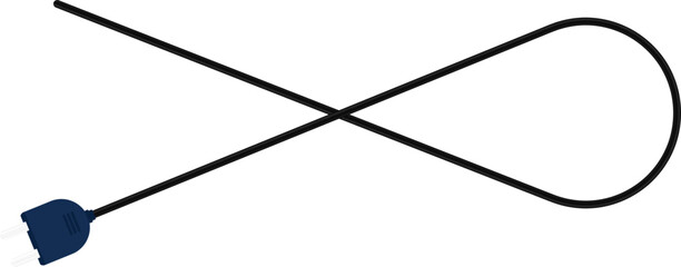 Curve path with a socket plug connector at the end of the wire, with the wire crossing over itself.