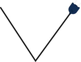 V-shaped curve path with a socket plug connector at the end, forming a V design in the wire.
