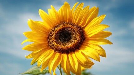 Obraz premium Vibrant Yellow Sunflower in Full Bloom Facing the Sky