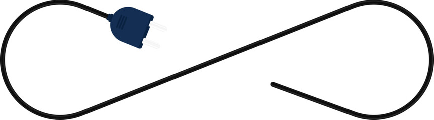 Path with a socket plug connector at the end, forming an incomplete infinite loop symbol in the wire design.