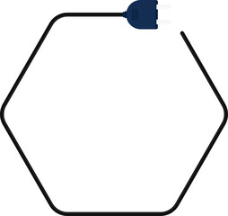 Path with a socket plug connector at the end, illustrating a polygon shape with rounded corners in the wire design.