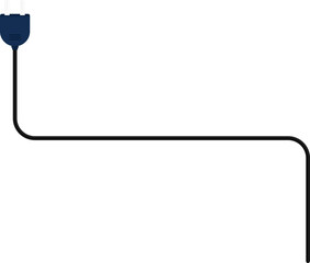 Path with a socket plug connector at the end, showing a rounded corner in the wire design.