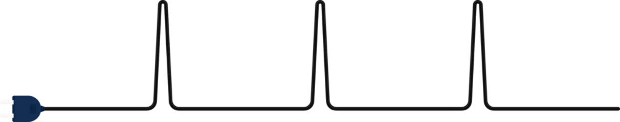 Path with a socket plug connector at the end, showing three pointing waves in a triangular path design.
