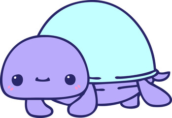 hand drawn quirky cartoon turtle in bright neon color