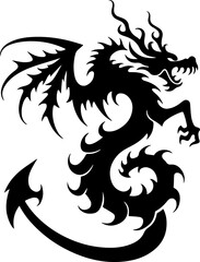 Tribal Dragon & Flame Totem Tattoo Design Set  Vector