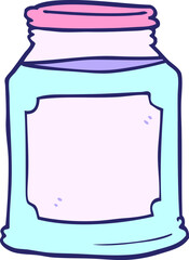 cartoon doodle candle in jar in bright neon color