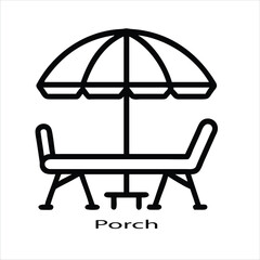 Artistic rendering of a house porch entrance with architectural details silhouette