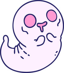 cartoon of a cute spooky halloween ghost in bright neon color