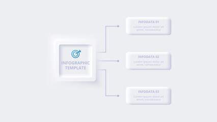 Neumorphic flow chart infographic. Creative concept for infographic with 3 steps, options, parts or processes.