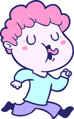cartoon man singing in bright neon color