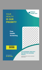 Editable elegant simple minimal creative modern corporate professional company business medical health care pharmacy doctor flyer poster design template a4.