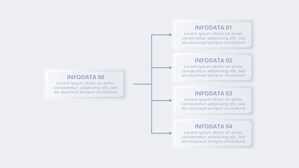 Neumorphic flow chart infographic. Creative concept for infographic with 4 steps, options, parts or processes.