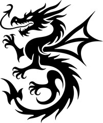 Obraz premium Tribal Dragon & Flame Totem Tattoo Design Set Vector