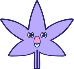 cute cartoon of a autumnal leaf in bright neon color