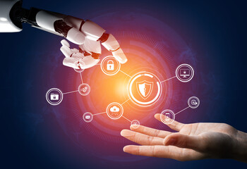 AI artificial intelligence strengthens cybersecurity with intelligent threat detection, virtual...