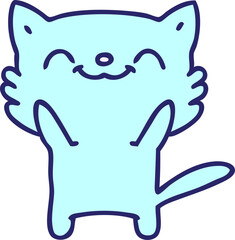 cartoon of a happy little cat in bright neon color