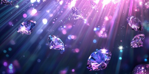 PNG transparent crystal beam with radiant diamonds and floating glitter particles