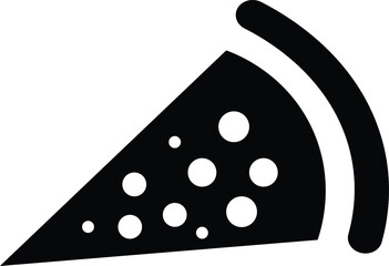 Black and White Pizza Slice Icon Graphic Design Element Simple Flat Style Food Illustration