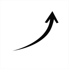 Black Upward Curving Arrow Icon Simple Graphic Design Element White Background up arrow