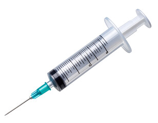 Empty Medical Syringe with Blue Needle Cap and Measurement Markings &ndash; Transparent PNG