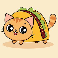 Cute Cat taco mascot cartoon vector illustration