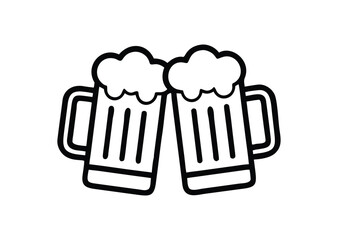 Two beer mug Vector, Two beer mug Icon Illustration