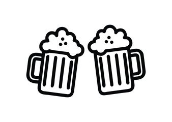 Two beer mug Vector, Two beer mug Icon Illustration