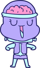 happy cartoon robot in bright neon color