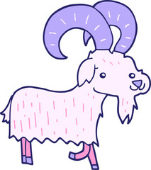 cartoon goat in bright neon color