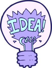 Fototapeta premium cartoon idea light bulb symbol in bright neon color