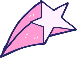 cartoon doodle shooting star in bright neon color