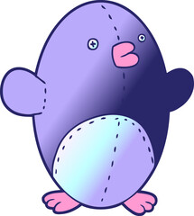 cartoon stuffed toy penguin in bright neon color